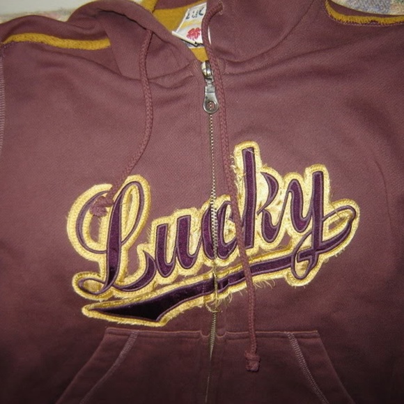 Lucky Brand Distressed Logo Hooded Sweatshirt S - Picture 2 of 6